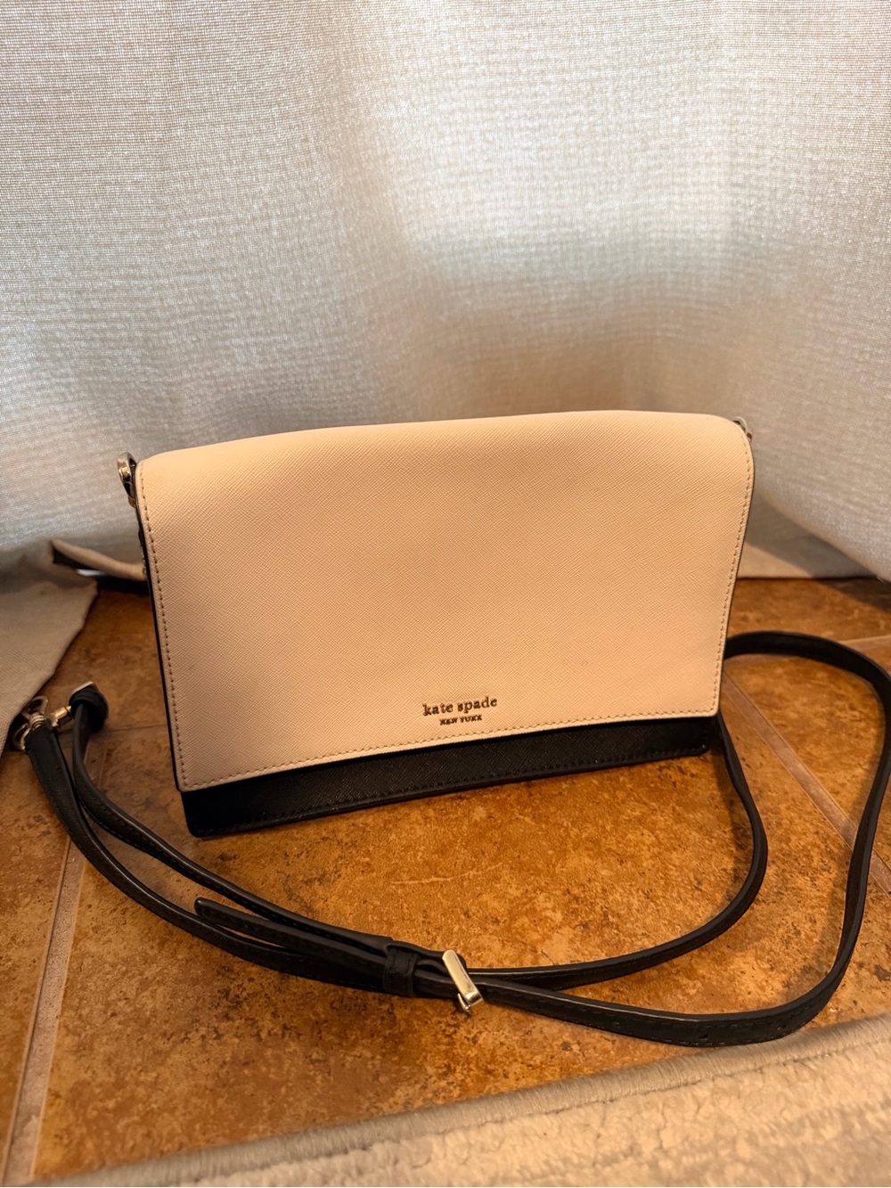 kate spade Two-Tone Black and White Chain Crossbody Bag - Cameron Convertible - Picture 3 of 9